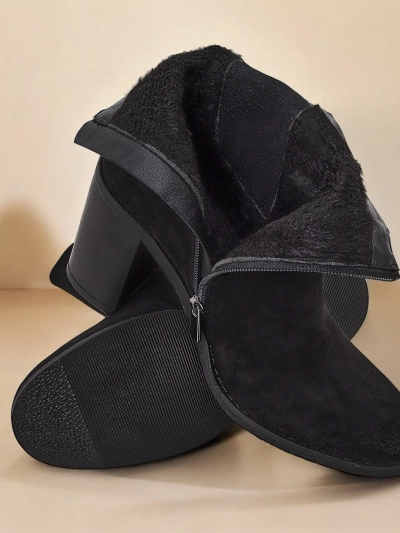 Royalfashion Dámské kotníkové boty Eco-semiš na blokovém podpatku Cesios