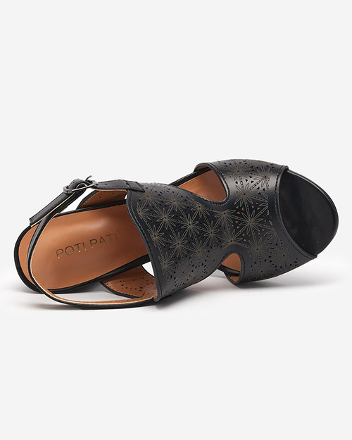 Ажурні жіночі босоніжки на поштині в чорному кольорі Mavi-Shoes