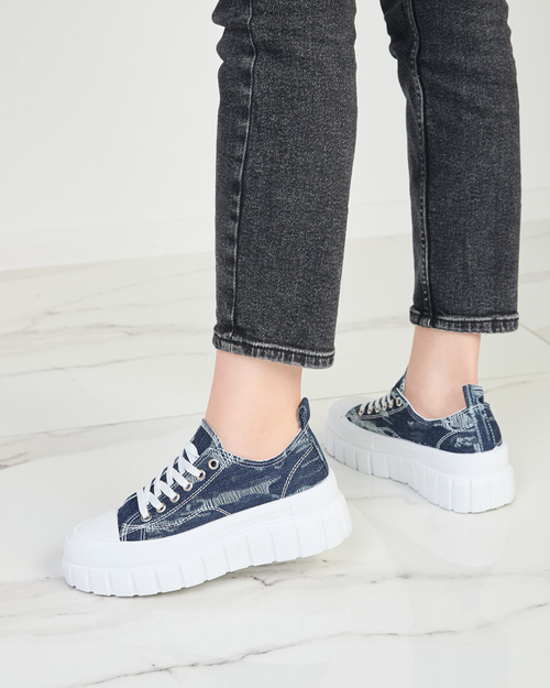 Темно-сині жіночі кеди на платформі Resi