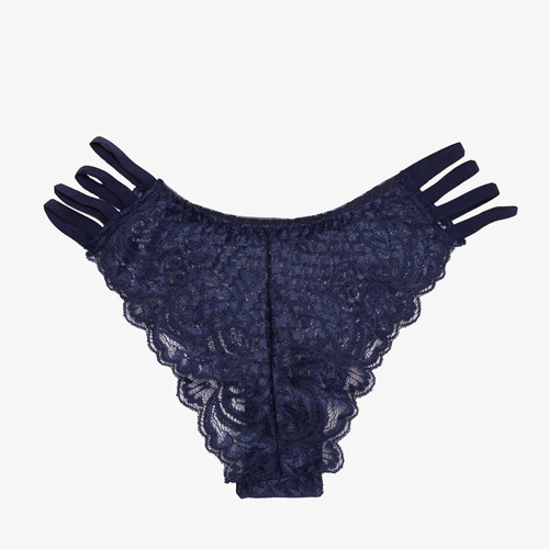Темно-сині мереживні трусики
