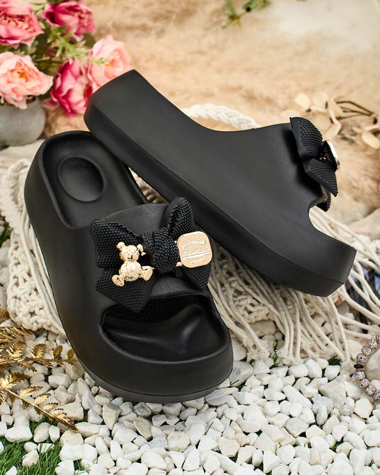 Royalfashion Dámské gumové žabky s ozdobnou mašlí Afeen