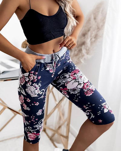Dámské 3/4 kraťasy tmavě modré a růžové PLUS SIZE - Oblečení