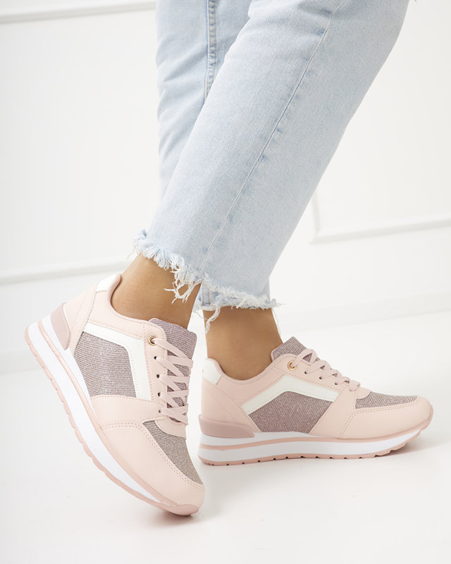 Růžové dámské sportovní tenisky se třpytkami Berilan - Obuv