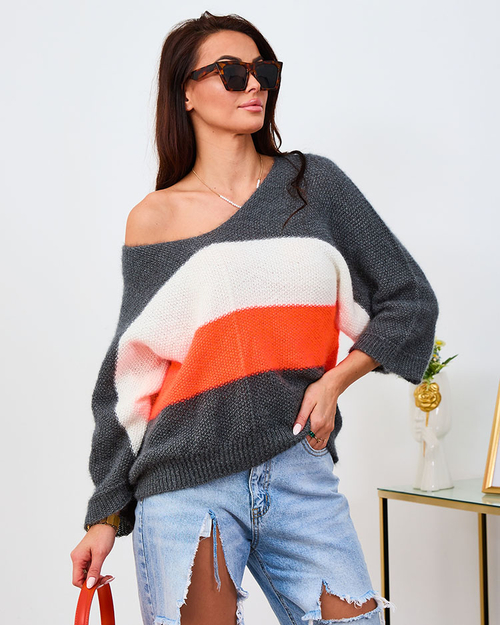 Светр жіночий квітковий Royalfashion Brown