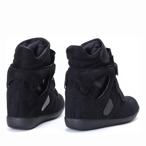Czarne sneakersy na koturnie Barbra - Obuwie