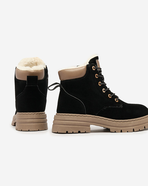 Royalfashion Чорно-коричневі жіночі утеплені черевики-трапери Radoras