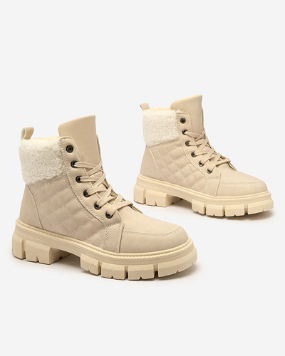 Royalfashion Béžové dámské zateplené traperské boty Hogenaf