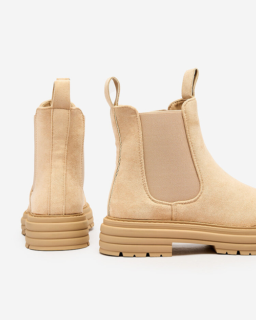 Бежеві жіночі черевики Royalfashion з декоративним ремінцем Loffdo