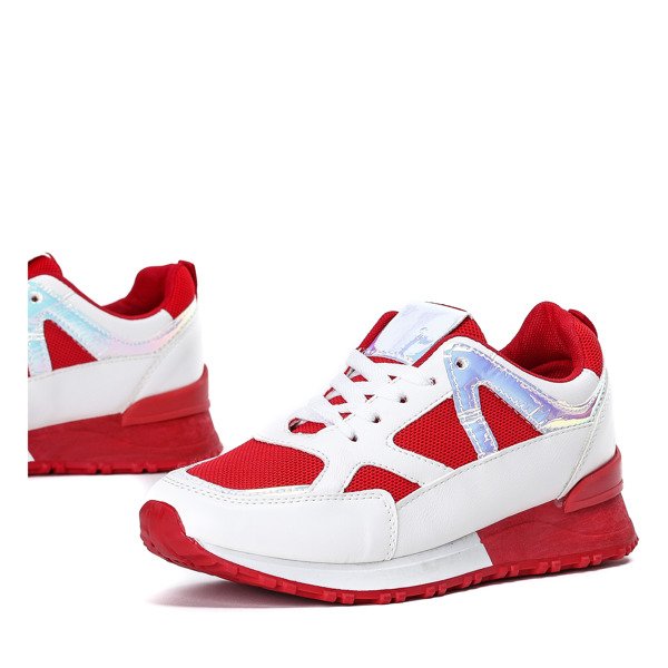 Červené a bílé sportovní boty s holografickým povrchem Metalien - obuv