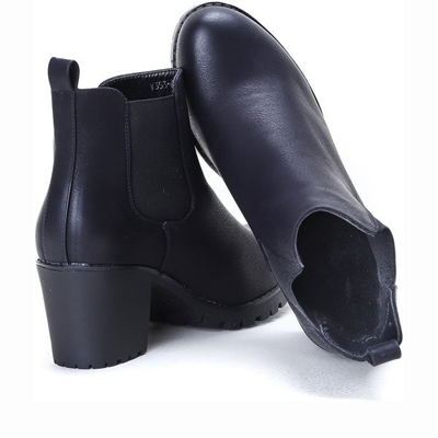 Czarne botki na grubym obcasie Loren - Obuwie