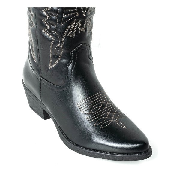 Černé kovbojské boty do lýtka s nízkými podpatky Cowboy - Obuv