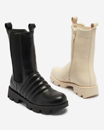 Бежеві жіночі черевики на потовщеній підошві з тисненням Ferita- Footwear