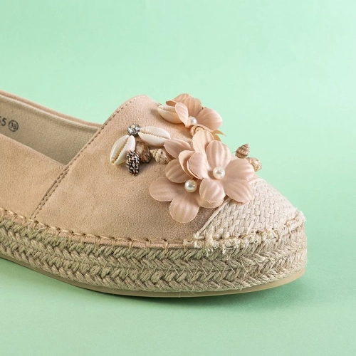 OUTLET Жіночі бежеві еспадрільї з прикрасами Mesar - Взуття