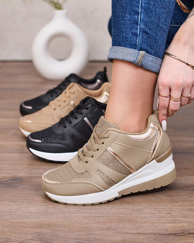 Royalfashion Бежево-коричневі жіночі спортивні кросівки на платформі Lacyrllia