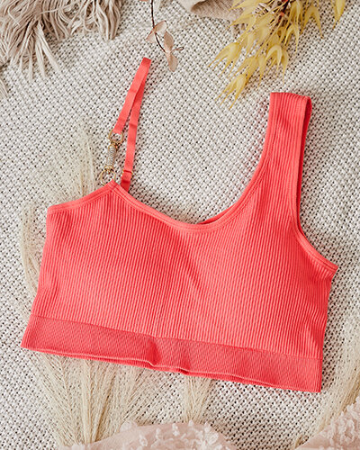 Royalfashion Dámská žebrovaná podprsenka s ozdobným ramínkem