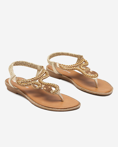 Золоті жіночі босоніжки з оздобленням Sijet