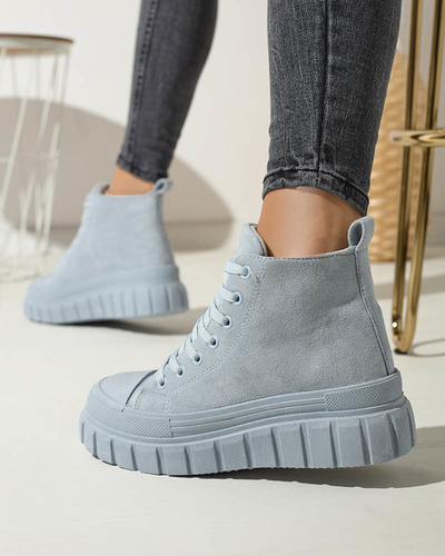 Světle modré dámské šněrovací sportovní boty a'la sneakers Netara - Obuv