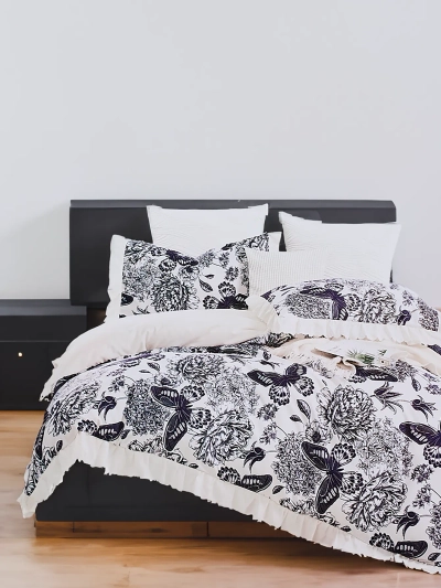 Royalfashion Vzorované povlečení s volánkem 160x200 sada 3 KUSY