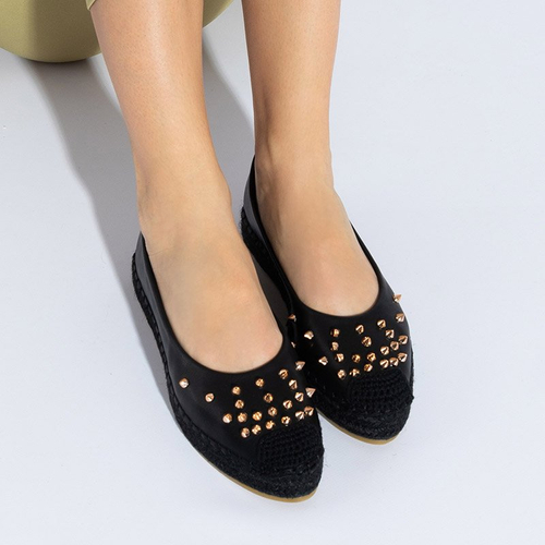 Чорні жіночі еспадрильї з оздобленням Edmaria