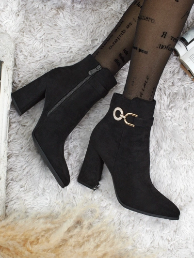 Dámské kotníkové boty eko semišové na sloupku Victi