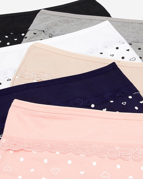 Комплект жіночих трусів бавовняних з сердечками візерунком 6 шт. - Нижня білизна