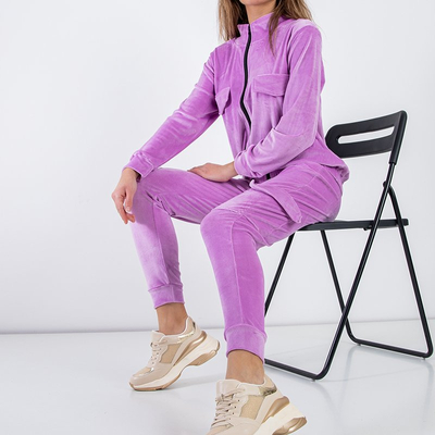 Dámské fialové tepláky s kapsami - Oblečení