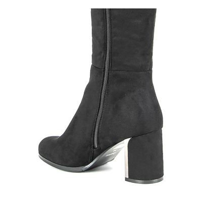 Чорні ботфорти з еко-замші на вищому каблуці Slavonea - Взуття