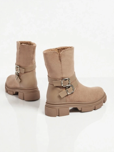 Vyšší dámské eko semišové kotníkové boty Callire