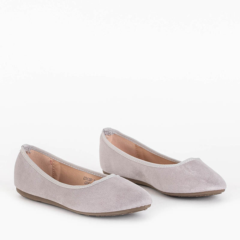 Světle šedé dámské baleríny z ekologického semiše Tizika - Obuv