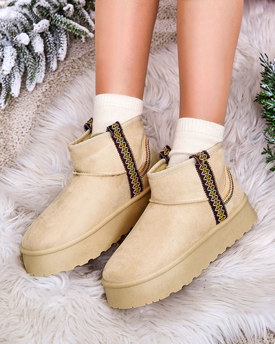 Royalfashion Dámské krátké kozačky a'la snow boots s ornamentem Erititta