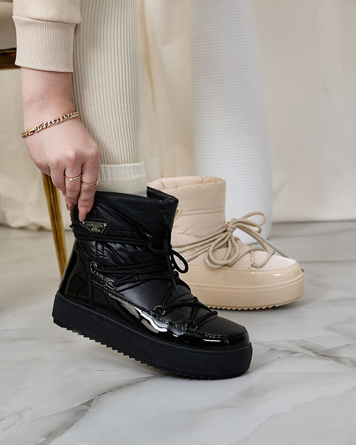 Royalfashion Жіночі черевики-сліпони a'la снігоступи чорного кольору Nevsone
