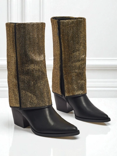 Dámské kotníkové boty z eko kůže na sloupku s ozdobným svrškem Virelia