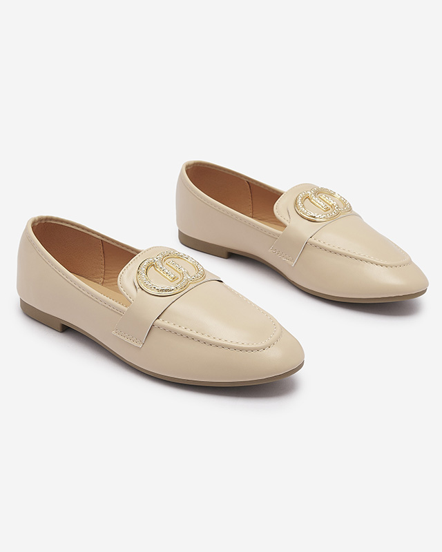 Béžové dámské mokasíny se zlatým zdobením Uletta - Obuv