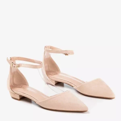 OUTLET Béžové dámské balerínky na plochém podpatku Arinida - Boty