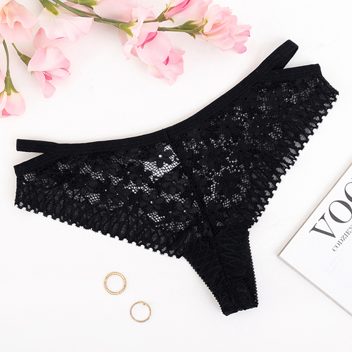 Чорні жіночі мереживні трусики