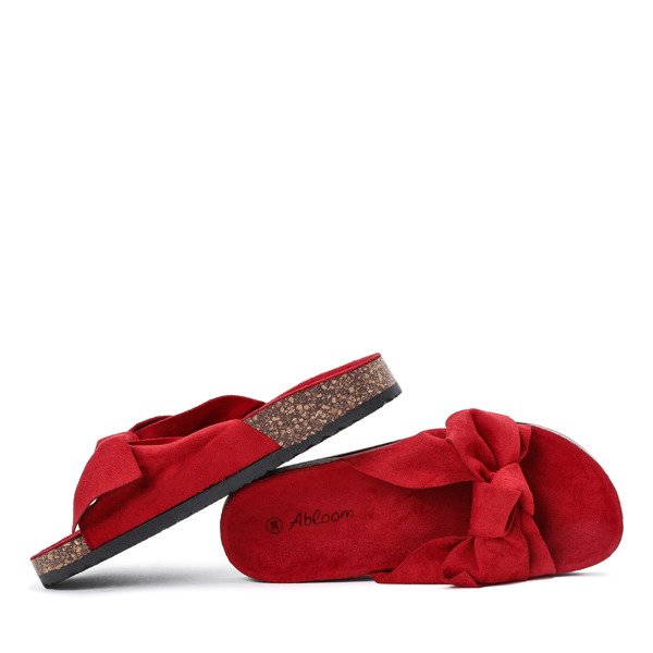 Czerwone klapki z kokardką Montiana - Obuwie