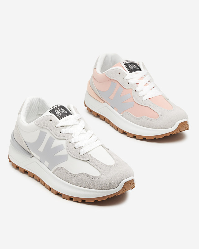 Růžové dámské tenisky s šedými vsadkami Narisa - Obuv