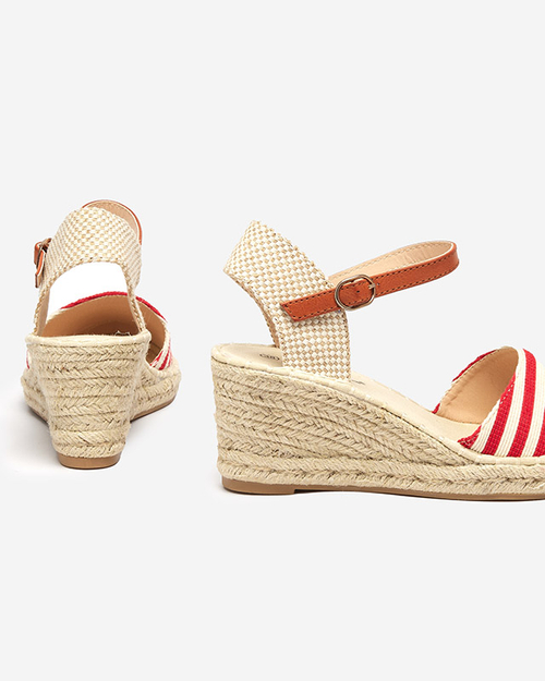 Червоні жіночі босоніжки a'la espadrilles в смужку Mecera - Туфлі