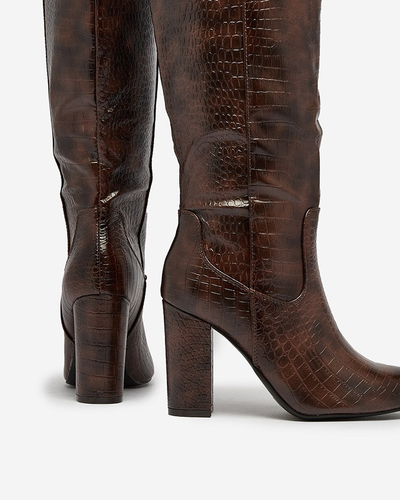 Royalfashion Темно-коричневі жіночі черевики з тисненням Telibitta