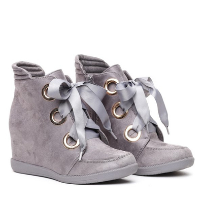 Szare sneakersy wiązane wstążką Andi- Obuwie