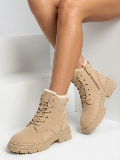 Royalfashion Světle hnědé dámské zateplené traperské boty Radoras