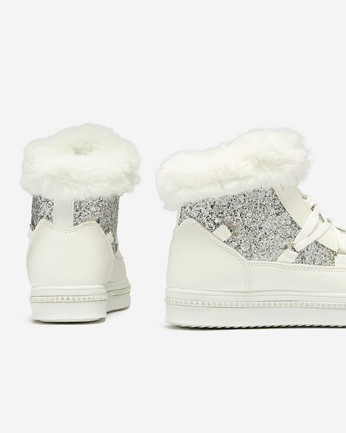Жіночі білі черевики на шнурівці з паєтками Gesita - Взуття