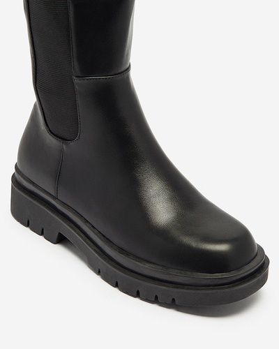 OUTLET Жіночі чоботи до коліна з екошкіри чорного кольору Orikas - Взуття