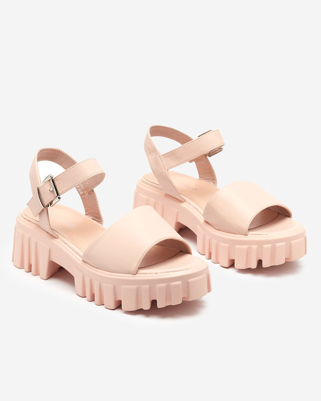 OUTLET Béžové a růžové dámské sandály se silnější podrážkou Nerile - Boty