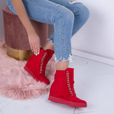 Czerwone sneakersy na krytym koturnie Tirana - Obuwie