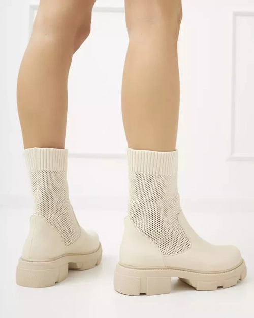 OUTLET Жіночі бежеві ажурні ботильйони Roibu - Взуття