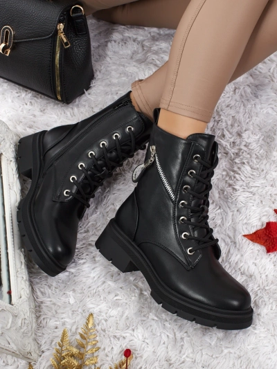 Dámské Kotníkové Boty Venus Černé Kožené Elegantní na Podzim