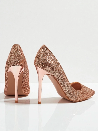 Dámské eko kožené lodičky s brokátom Zavrimea