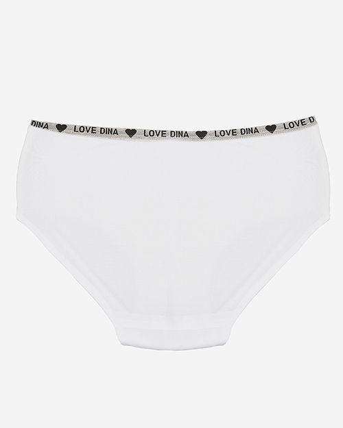 Труси жіночі білі з декоративною смужкою з написами - Нижня білизна
