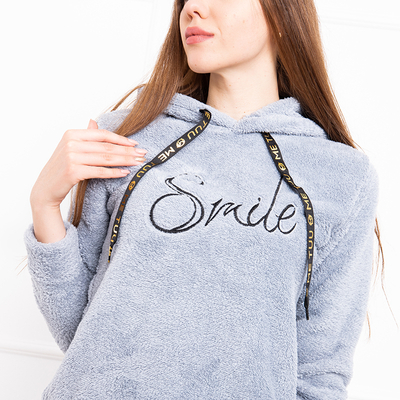 Dámská šedá plyšová mikina s potiskem Smile - Oblečení
